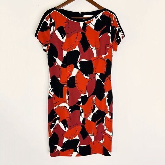 BOSS Hugo Boss Dakuja Abstract Leaf Print Boat Neck Dress - Picture 3 of 13